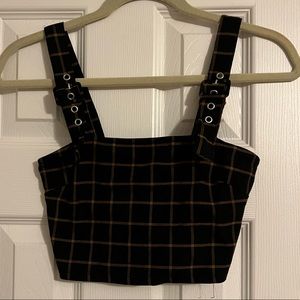 Cutest Buckle strap plaid crop top. NWT